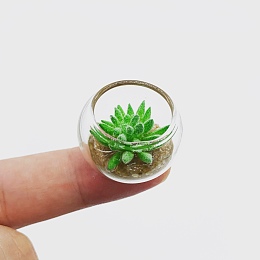 Honeyhandy Resin Succulents Pot Model, Moss Micro Landscape Dollhouse Decoration, Lime Green, 26x18mm