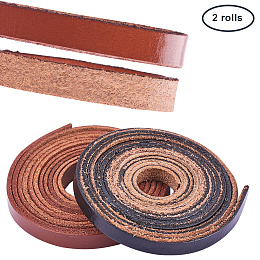 PandaHall Elite Leather Strap 157 Inches Long 3/8 Inch Wide Leather Craft Strip (Black, brown)