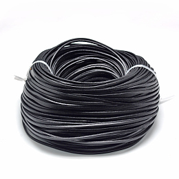 Honeyhandy Flat Leather Cords, DIY Rope for Bracelet Necklace Jewelry Making, Black, 3x2mm, about 100yards/bundle(300 feet/bundle)