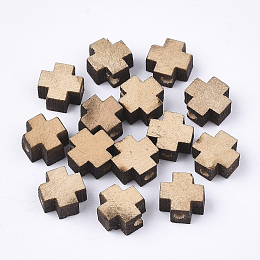 Honeyhandy Natural Wooden Beads, Cross, Navajo White, 8x8x4mm, Hole: 1.6mm