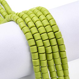 Honeyhandy Polymer Clay Bead Strands, Column, Green Yellow, 5~7x6mm, Hole: 1.5~2mm, about 61~69pcs/strand, 15.74 inch