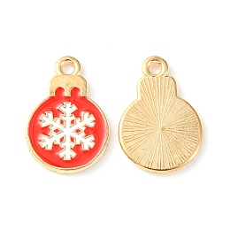 Honeyhandy Christmas Alloy Enamel Pendants, Golden, Snowflake, 19x13x1.5mm, Hole: 1.6mm