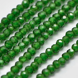 Honeyhandy Synthetic Gemstone Beads Strands, Imitation Emerald, Faceted, Round, Green, 2mm, Hole: 0.5mm, about 175pcs/strand, 15 inch