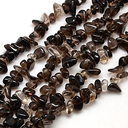 Honeyhandy Chips Natural Smoky Quartz Beads Strands, 8~14x4~8x3~6mm, Hole: 1mm, about 15~16 inch