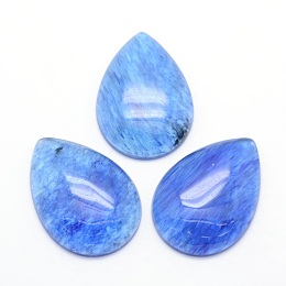 Honeyhandy Blue Watermelon Stone Glass Cabochons, teardrop, 33.5x24x6.5~7mm