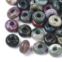 Honeyhandy Natural Indian Agate European Beads, Large Hole Beads, Rondelle, 10x4.5mm, Hole: 4mm