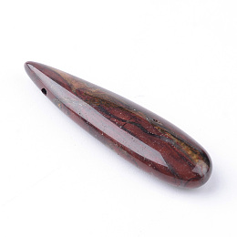 Honeyhandy Natural Red Rainbow Jasper Pendants, teardrop, 35~37x10x5~6mm, Hole: 1mm