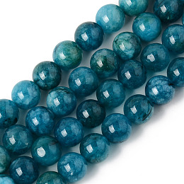 Honeyhandy Natural Quartz Beads Strands, Dyed & Heated, Imitation Apatite, Round, Teal, 10~10.5mm, Hole: 1.2mm, about 38pcs/strand, 14.96 inch(38cm)