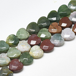 Honeyhandy Natural Indian Agate Beads Strands, Faceted, Heart, 10x10x5mm, Hole: 1.2mm, about 20pcs/strand, 7.4 inch