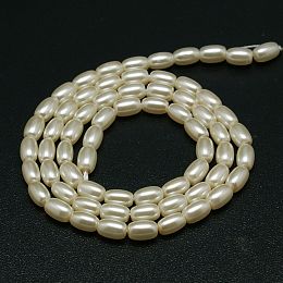 Honeyhandy Eco-Friendly Glass Pearl Barrel Beads Strands, Wheat, 9x6mm, Hole: 1mm, about 45pcs/strand, 16.3 inch