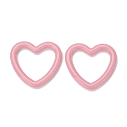 Honeyhandy Opaque Acrylic Linking Rings, Heart, Pink, 27x30x3.5mm, Inner Diameter: 21x21.5mm