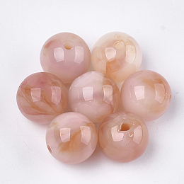 Honeyhandy Acrylic Beads, Imitation Gemstone Style, Round, Dark Salmon, 15.5~16x15mm, Hole: 2mm