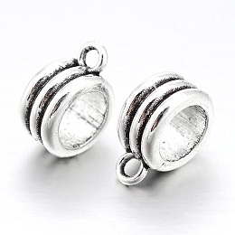 Honeyhandy Rondelle Bail Beads Alloy Tube Bails, Loop Bails, Antique Silver, 13x10x6mm, Hole: 1mm, Inner Diameter: 7mm