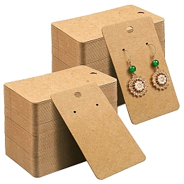 Honeyhandy Kraft Paper Single Earring Display Cards with Hanging Hole, Rectangle, Wheat, 9x5cm