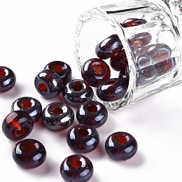 Honeyhandy Transparent Colours Luster Glass Round Beads, Round Hole, Coconut Brown, 3~5x9~10mm, Hole: 2.5mm, about 73pcs/50g