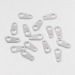 Honeyhandy 316 Surgical Stainless Steel Chain Tabs, Chain Extender Connectors, Stainless Steel Color, 8x4x1mm, Hole: 1mm & 2mm