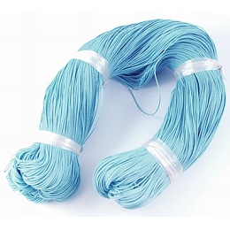 Honeyhandy Round Waxed Polyester Cord, Taiwan Waxed Cord, Twisted Cord, Sky Blue, 1mm, about 415.57 yards(380m)/bundle