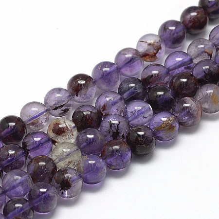 Arricraft Natural Rutilated Quartz Beads Strands, Round, 8mm, Hole: 1mm, about 45~48pcs/strand, 15.7 inches