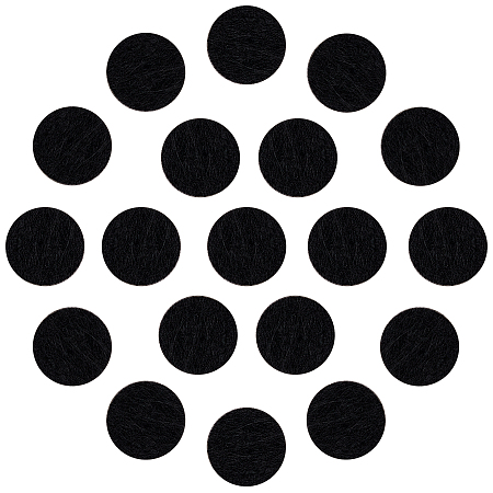Self-adhesive Felt Fabric Circles, for DIY Projects, Flat Round, Black, 24.5x1mm