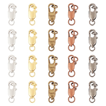 ARRICRAFT Brass Lobster Claw Clasps, Mixed Color, 18x6mm, Hole: 3mm, 50pcs/box