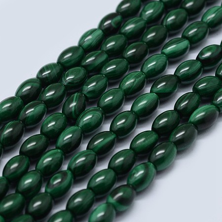 ARRICRAFT Natural Malachite Beads Strands, Oval, 6x4mm, Hole: 0.8mm, about 64pcs/strand, 15.7 inches(40cm)
