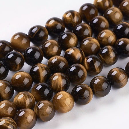 ARRICRAFT Natural Tiger Eye Beads Strands, Dyed, Round, Goldenrod, 8mm, about 24pcs/strand, 7.4 inches