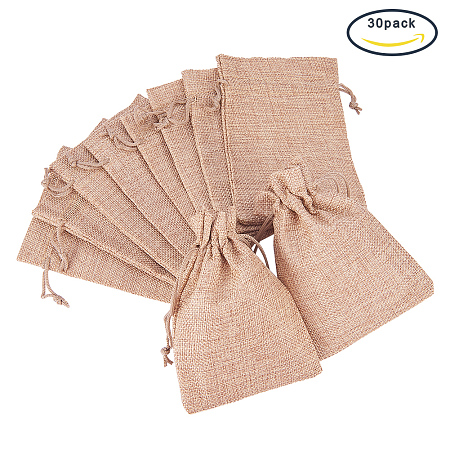 BENECREAT 30Pack Linen Burlap Bags with Drawstring Gift Bags Jewelry Pouch for Wedding Party and DIY Craft, 4.5 x 3.7 Inch