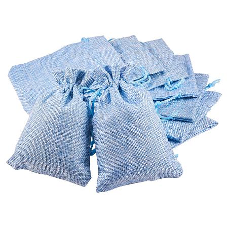 BENECREAT 30 Packs Burlap Bags with Drawstring Gift Bags Jewelry Pouch for Wedding Party Treat and DIY Craft - 5.5 x 3.9 Inch, LightSkyBlue
