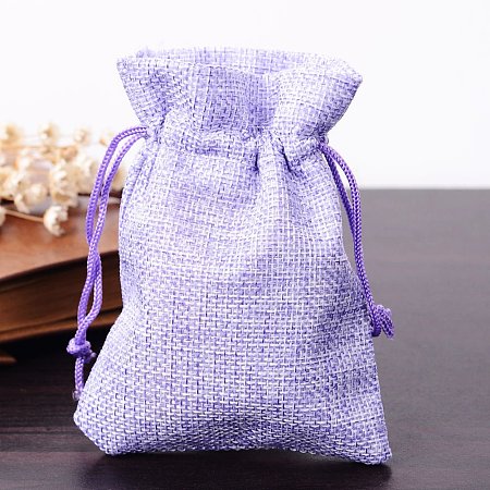 NBEADS 5 Pcs 4.72x3.54 Inch MediumPurple Rectangle Cloth Gift Bags Samples Pouches Drawstring Bags Jewelry Pouches Favor Bags
