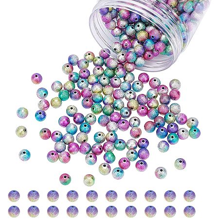Arricraft 300 Pcs Spray Painted Acrylic Beads, 8mm Matte Style Round Beads with 1.9mm Hole for Necklaces Bracelets Earring Jewelry Making- Colorful