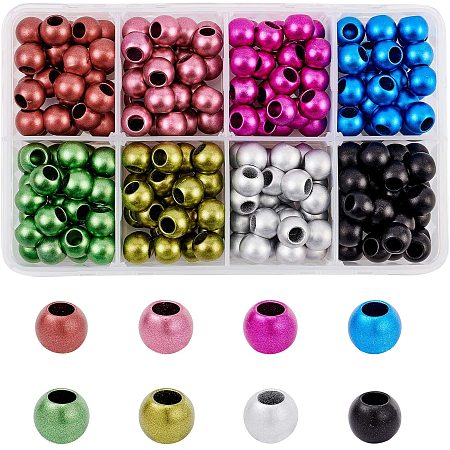 NBEADS About 216 Pcs 12mm Matte Spray Painted Acrylic European Beads, Mixed Color Large Hole Charm Bead Spacer Beads for DIY Snake Chain Bracelet Jewelry Making with 6mm Hole