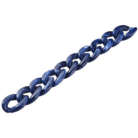 CHGCRAFT 5strands Acrylic Curb Chains Unwelded Chain MarineBlue Color Charm Smooth Surface Findings Twist Chain for DIY Jewelry Making 1m/Strand