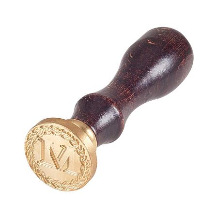 PandaHall Elite Letter M Wax Seal Stamp Vintage Retro Brass Head Wooden Handle Classic Alphabet Letter Initial M Wax Sealing Stamp M