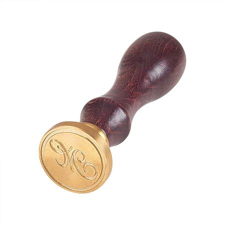 PandaHall Elite Letter M Wax Seal Stamp Vintage Retro Brass Head Wooden Handle Classic Alphabet Letter Initial M Wax Sealing Stamp M