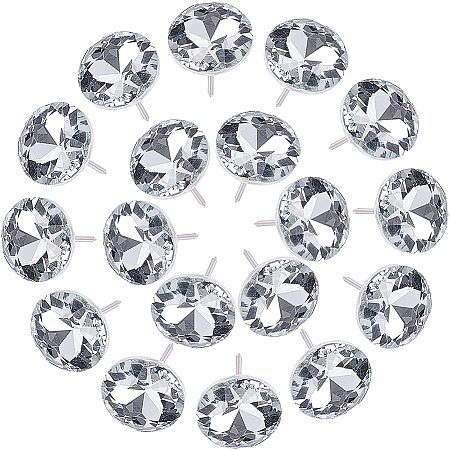 GORGECRAFT 20Pcs 25mm Crystal Upholstery Buttons Crystal Upholstery Nails Tacks Sofa Headboard Furniture Tacks Wall Decor Crystal Buttons with Metal Loop