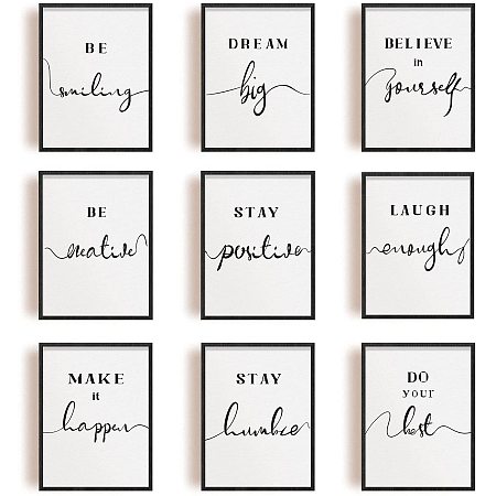 ARRICRAFT Home Decor Painting Canvas Wall Art Stay Positive Canvas Hanging Painting Canvas Art 7.9x9.8inch Canvas Printing Artwork Wall Decoration Painting for Bedroom Living Room 9pcs/Set