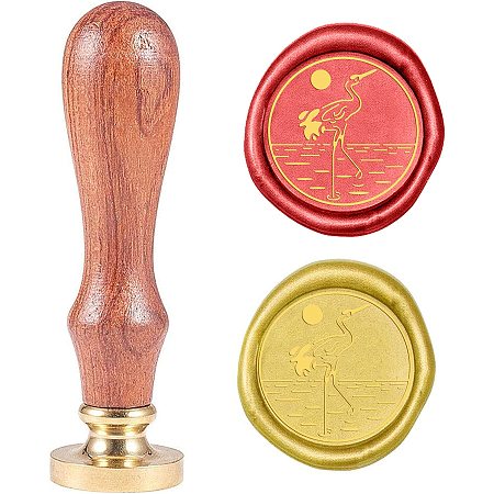 Pandahall Elite Wax Seal Stamp Kit, 25mm Crane Retro Brass Head Sealing Stamps with Wooden Handle, Removable Sealing Stamp Kit for Wedding Envelopes Letter Card Invitations