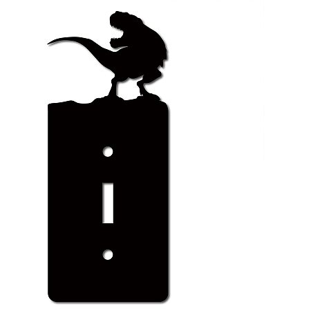 CREATCABIN Dinosaur Wall Plate Cover Single Gang Toggle Light Switch Plate with Screws Unbreakable Faceplate Outlet Cover Replacement Receptacle Decorative Wall Art Signs Black 2.8 x 6.7inch