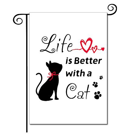 CREATCABIN Cat Quote Garden Flag Life is Better with a Cat Yard Flag Pet Vertical Double Sided Cute Animal Kitten Love Heart Decoration for Garden Farmhouse House Yard Outdoor 12.5 x 18 Inch