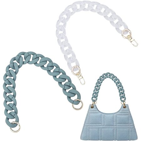ARRICRAFT 2 Colors Acrylic Handbag Handle Chain, Chunky Resin Purse Chain Strap Bag Decoration Chain Charms Clutches Short Handle Bag Shoulder Strap for DIY Craft Purse Making Accessory