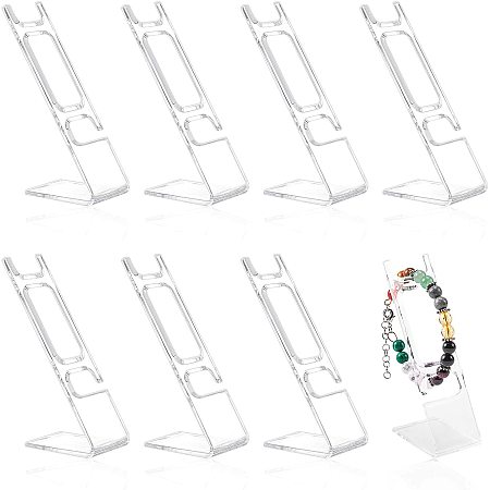 NBEADS 20 Pcs Rectangle Organic Glass Jewelry Display, Clear L Type Jewelry Display Stand for Necklace Bracelet Watch Earring Showing, 10.8x3.4x5cm
