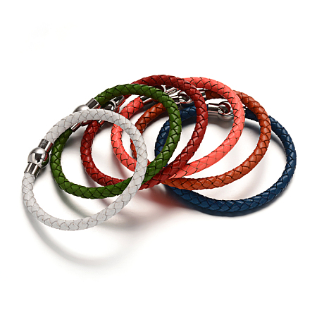 Honeyhandy Leather Cord Braided Bracelet Making, with 304 Stainless Steel Magnetic Clasps, Mixed Color, 205x5.5mm