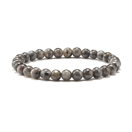 Honeyhandy Natural Labradorite Round Beads Stretch Bracelet, Reiki Bracelet for Women, Inner Diameter: 2-1/8~2-1/4 inch(5.4~5.7cm), Beads: 6.4~6.8mm