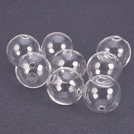 PandaHall Elite Handmade Blown Glass Globe Beads, Round, Clear, 20mm, Hole: 2mm; about 50pcs/box