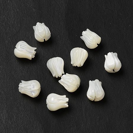 Honeyhandy Natural Trochid Shell/Trochus Shell Beads, Flower, Seashell Color, 7x6mm, Hole: 1mm