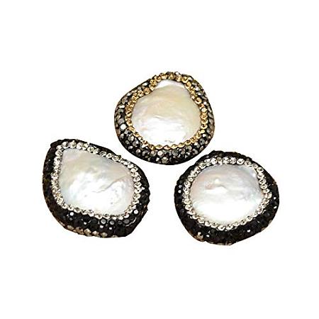 ARRICRAFT 5 pcs Keshi Pearl Nucleated Pearl Beads with Polymer Clay Rhinestone for Jewelry DIY Craft Making, White