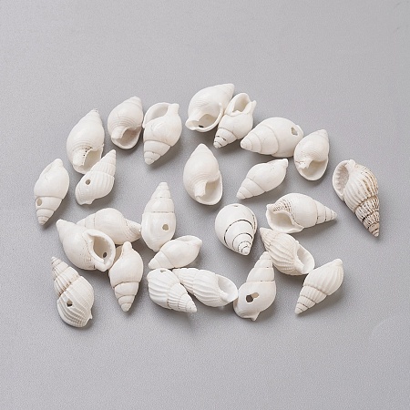 Honeyhandy Spiral Shell Beads, White, 15~20x7~10x6~8mm, Hole: 1~1.5mm, about 1380pcs/500g