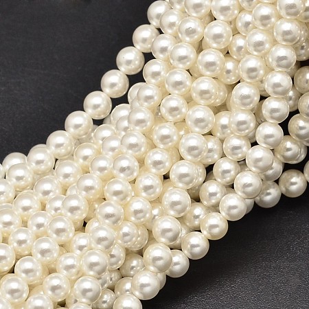ARRICRAFT Round Shell Pearl Bead Strands, Polished, 8mm, Hole: 1mm, about 50pcs/strand, 15.7 inches