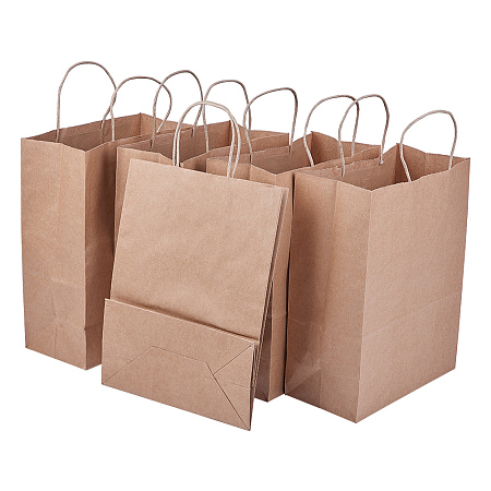 BENECREAT 15 Pack Large Brown Kraft Paper Bags with Twisted Handles(10x5x13), Shopping/Party Favor/Gift Bags for Birthday Wedding Parties, Holidays and Other Occasions