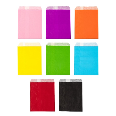 Honeyhandy 80Pcs 8 Colors Eco-Friendly Kraft Paper Bags, Gift Bags, Rectangle, Mixed Color, 18x13x0.02cm, 10pcs/color